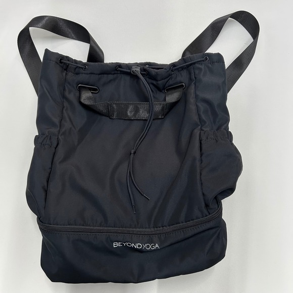 Beyond Yoga Black Drawstring Backpack Gym Bag Yoga Tote Shoes Compartment main image 8